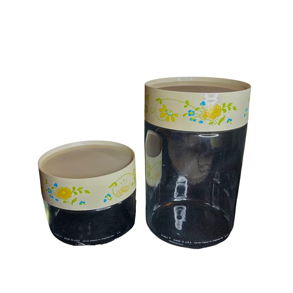 Vintage Pyrex Wildflower See N Store Canister Set Glass Jars 1970's